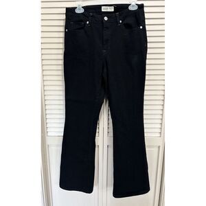 Thread Market Black Flare Jeans Mid Rise Embroidered‎ Size 13/31 Zip Studs